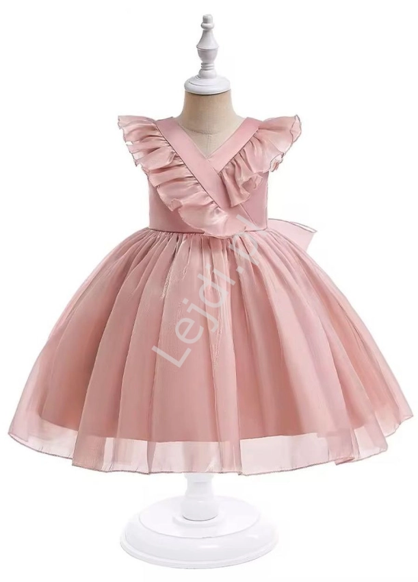Różowa sukienka dla dziewczynki z falbankami, dziecięca sukienka na wesele, na święta, na urodziny AL031